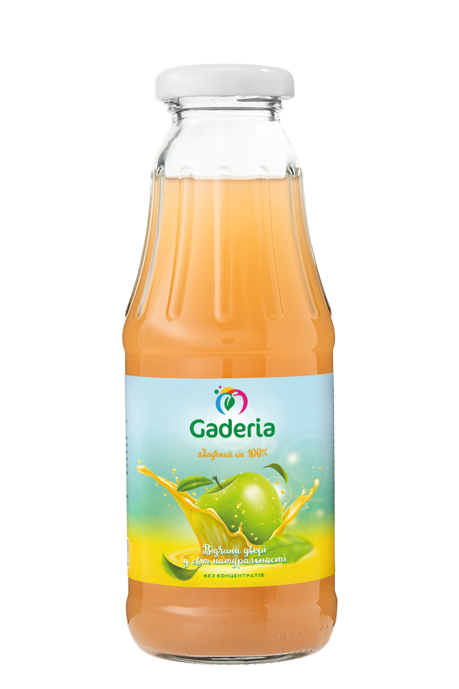 Упаковка соку Gaderia яблучного прямого віджиму  0.33 л х12 пляшок