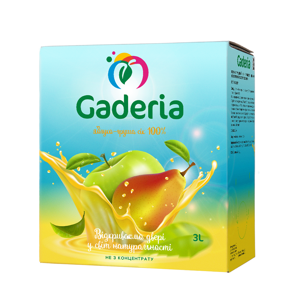 Сік Gaderia прямого віджиму яблучно-грушевий  3л х 2 упаковки